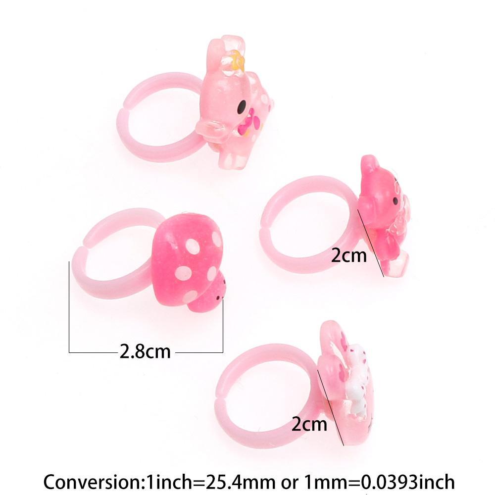 Sweet Cartoon Plastic Kids Rings - Strawberry/Princess/Vegetable/Fruit/Eyes Creative Assorted Designs Best Children's Day Gift