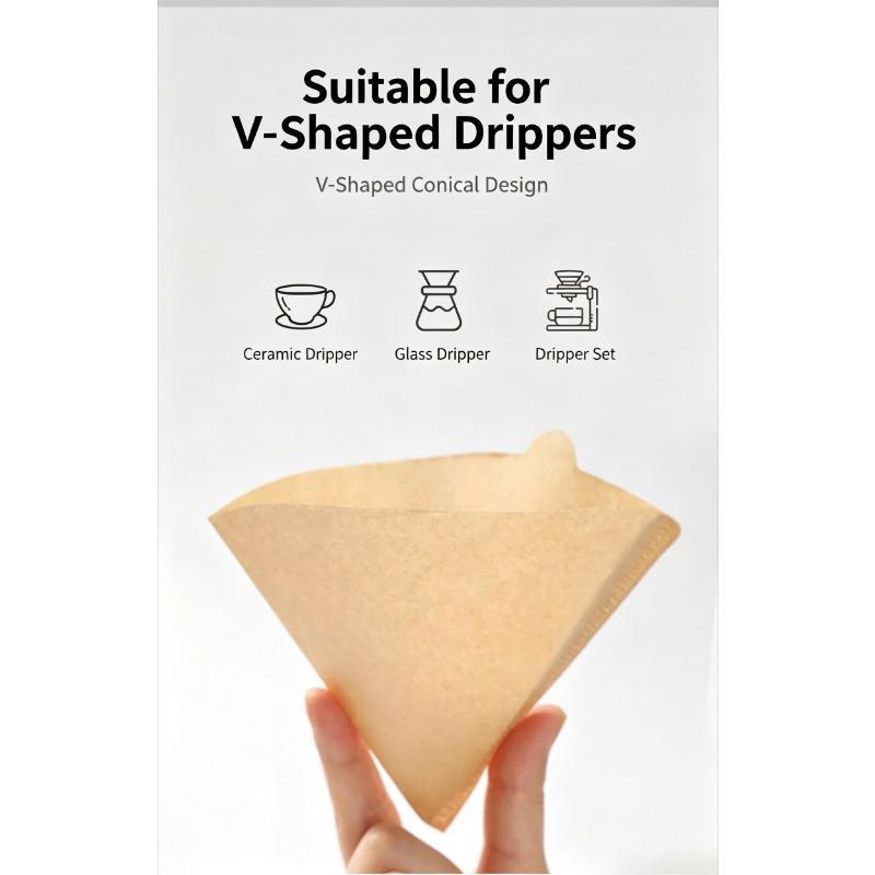 Sector Shape Cone Coffee Filters, 100-Count Unbleached Natural Paper, Disposable Compostable Time-Saving Tear-Resistant for 2-4 Cup Pour Over & Drip Coffee Makers