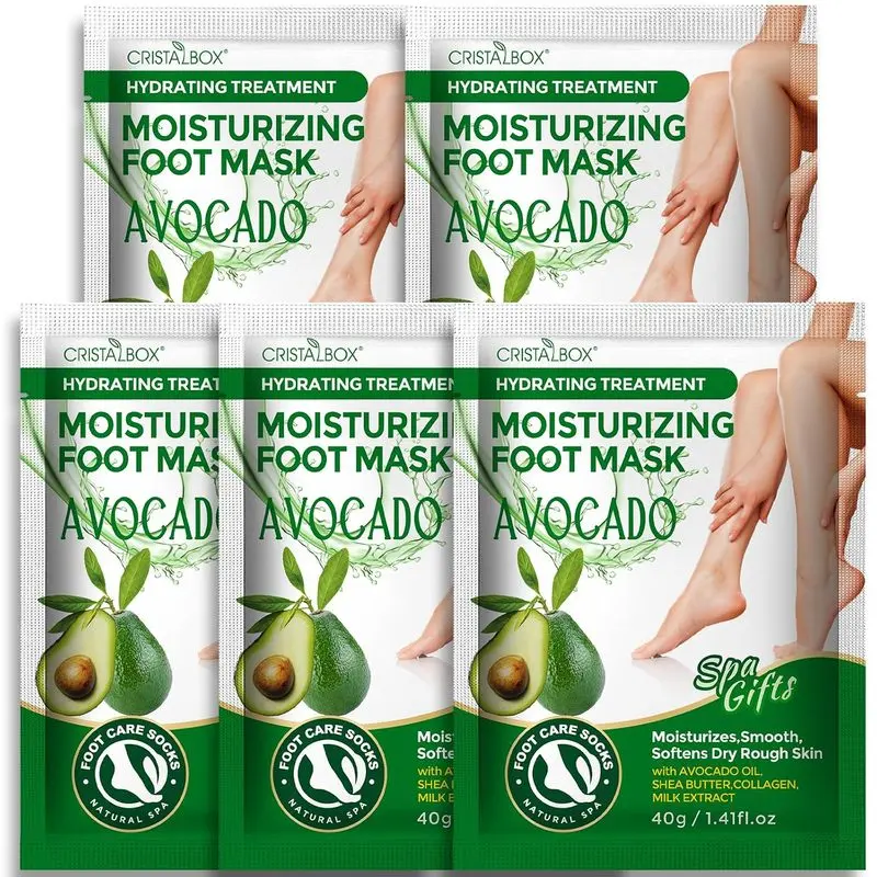 5-piece moisturizing foot mask set, nourishes dry and cracked feet, moisturizing foot socks, moisturizing cream for dry skin, makes feet soft and smooth, foot SPA care set, ideal holiday gift for both men and women: beauty and personal care