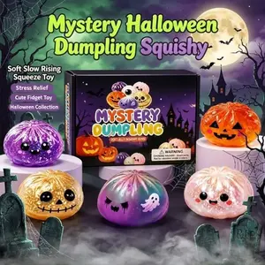 Halloween Ghost Dumpling Glitter Squeeze Toy Set, Spooky Stress Relief Squishy Fidget Toys, Portable Hand Decompression Toy, Halloween Party Favors Trick Treat Bag Fillers Holiday Gifts,Jewelry Set