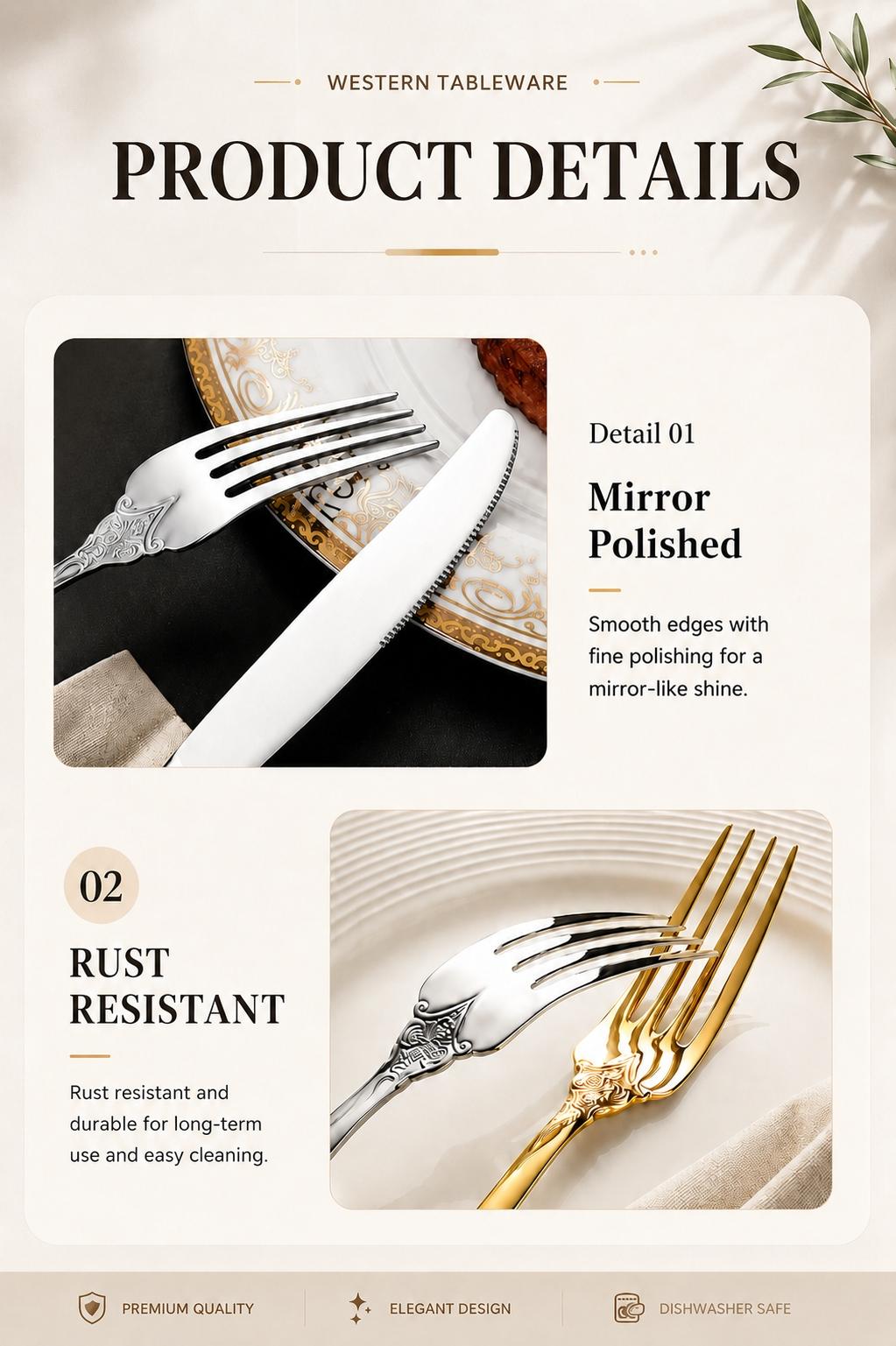 5/20 Piece Stainless Steel Silverware Set, Retro Style, Vintage Design Cutlery, Includes Knife Spoon And Fork For Kitchen,Dishwasher Safe Tableware Cutlery Set, Flatware Set Suitable For Hotel And Restaurant, Vintage Utensils Set