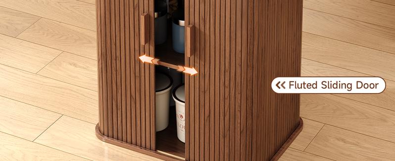 【Valentine's Day gift】ONBRILL 59 Inch Kitchen Island with Storage, Fluted Counter Height Table, Mid-Century Modern Kitchen Island Table with Sliding Door, Home Bar Tables with Wine Rack and Drawers