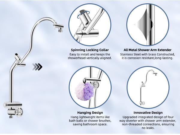 Hibbent Upgraded 13'' Shower Head Combo, High Pressure 5-spray Rainfall Showerhead, Stainless Steel 4 Modes Handheld Spray, All Metal 4-way Diverter Valve, Extension Arm, 71'' Hose and Holder, Chrome