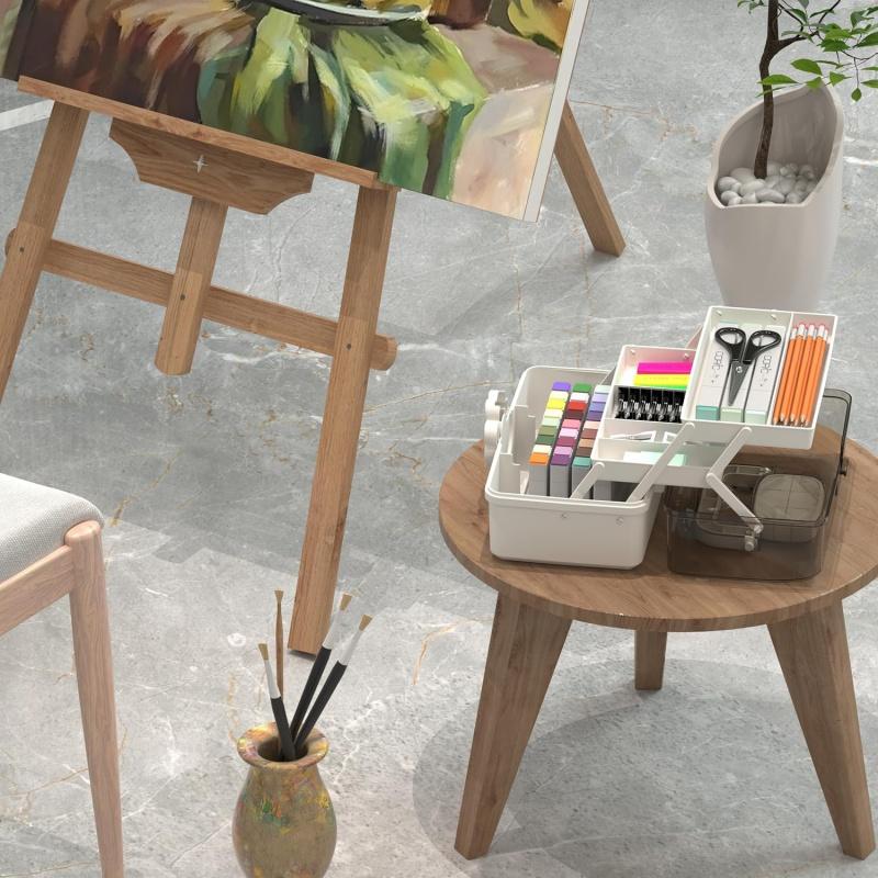 Medicine and stationery storage box, handle-equipped organizer, lockable three-layer multi-functional art supplies storage box and plastic storage container