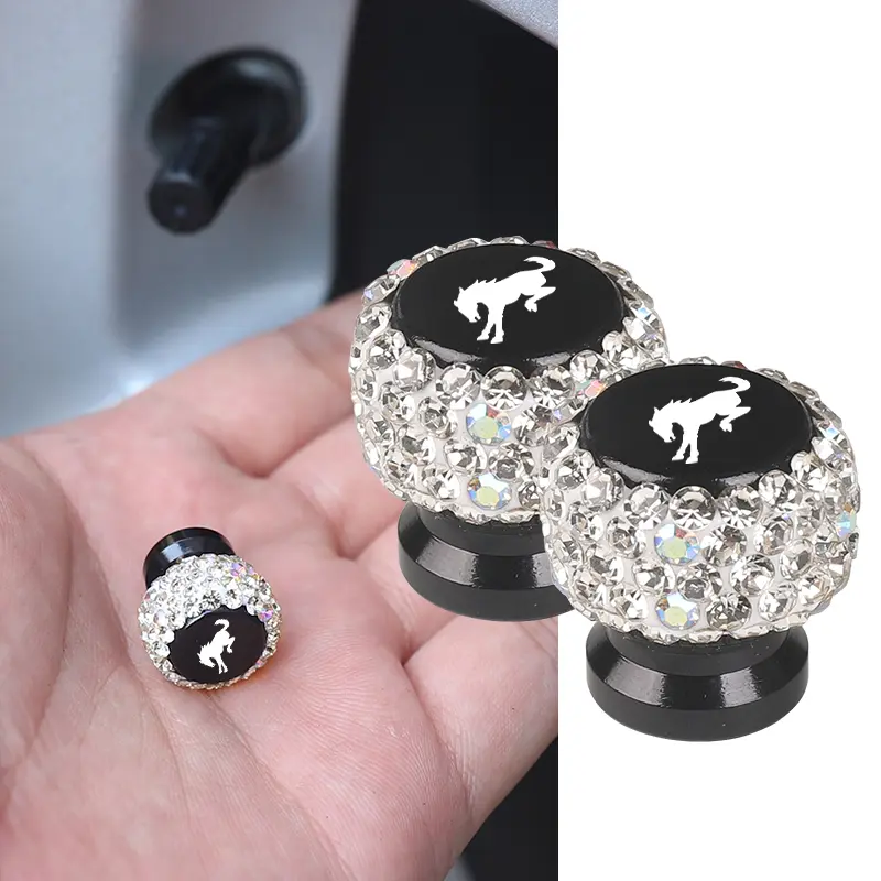 4pcs Ford Bronco Diamond Tire Valve Caps, Tyre Caps, Shiny Crystal Decorative Universal Metal Valve Covers, Latest Style Car Accessories, Car Parts