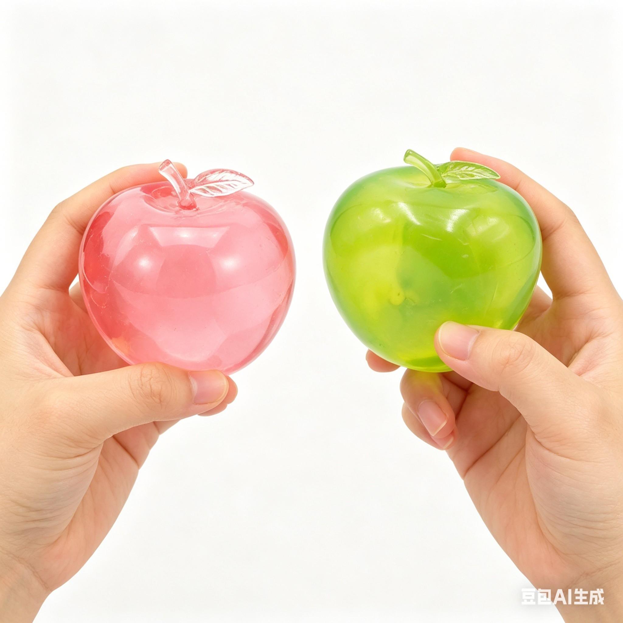 2-PieceSetGlittery AppleShaped Stress Balls Fidget Toys for Anxiety Relief & Stress Reduction  Portable Relaxation Gadgets EyeCatching Transparent Design  Slow-Rising Squeeze Balls EssentiaStress Relievers for the Office or School, Squishy Stress Balls