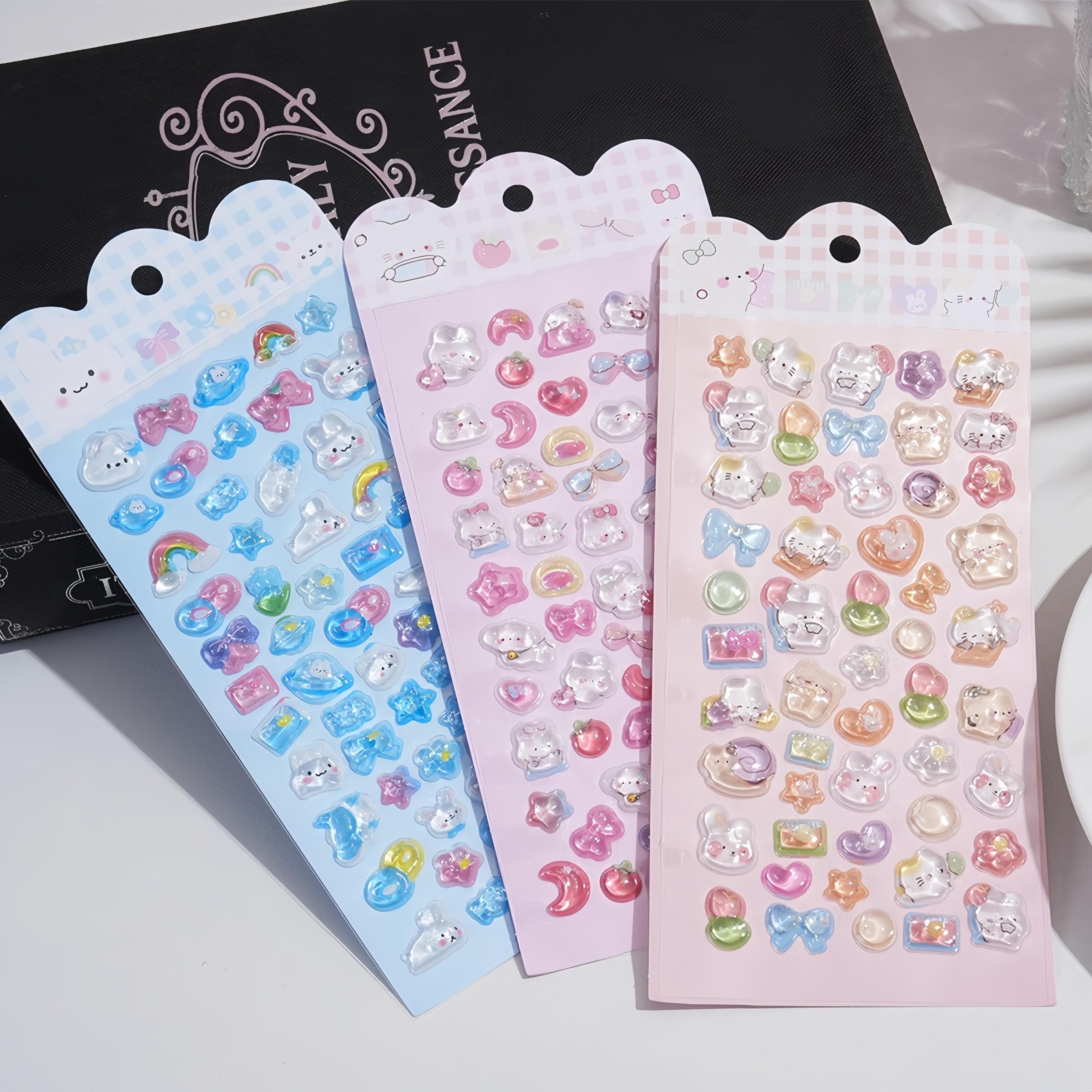 Cute 3D Kawaii Epoxy Stickers, Cartoon Panda Bear Rainbow Transparent Bubble Resin Stickers, Shiny Self Adhesive Decals for Journaling, Kaka Card, Phone Case, DIY Crafts, Kids Gifts, Aesthetic Korean Stationery Stickers, Accessories