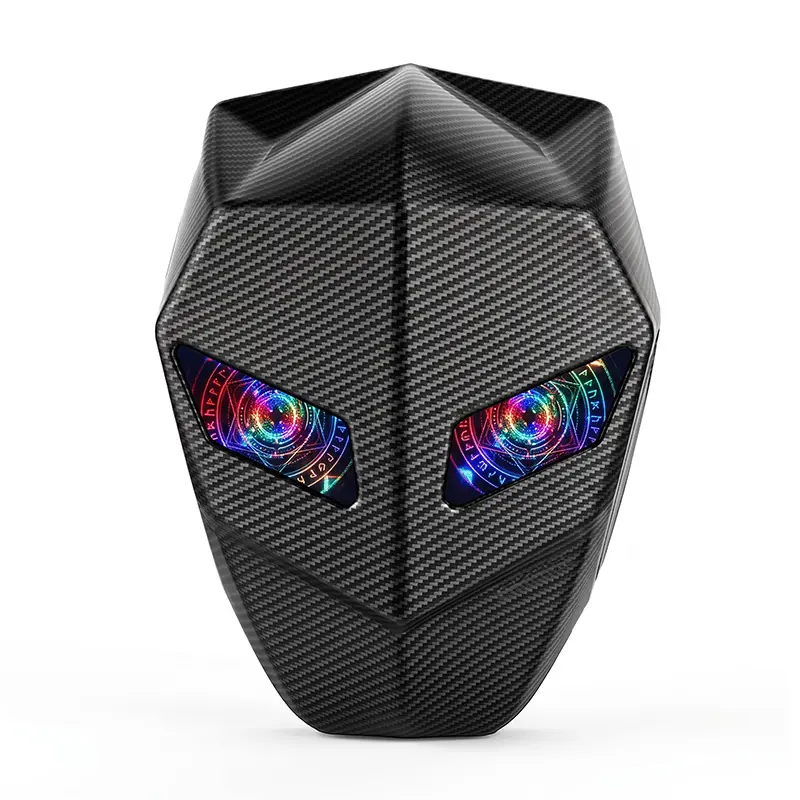 LED Knight Backpack Pixel Watcher Carbon Fiber Black, Smart Programmable Screen Motorcycle Helmet Bag, Hard Shell Expandable 15.6" Laptop Pack with USB, DIY Pixel Art Animation, Cyberpunk Travel Daypack Gift for Men (No Power Bank)