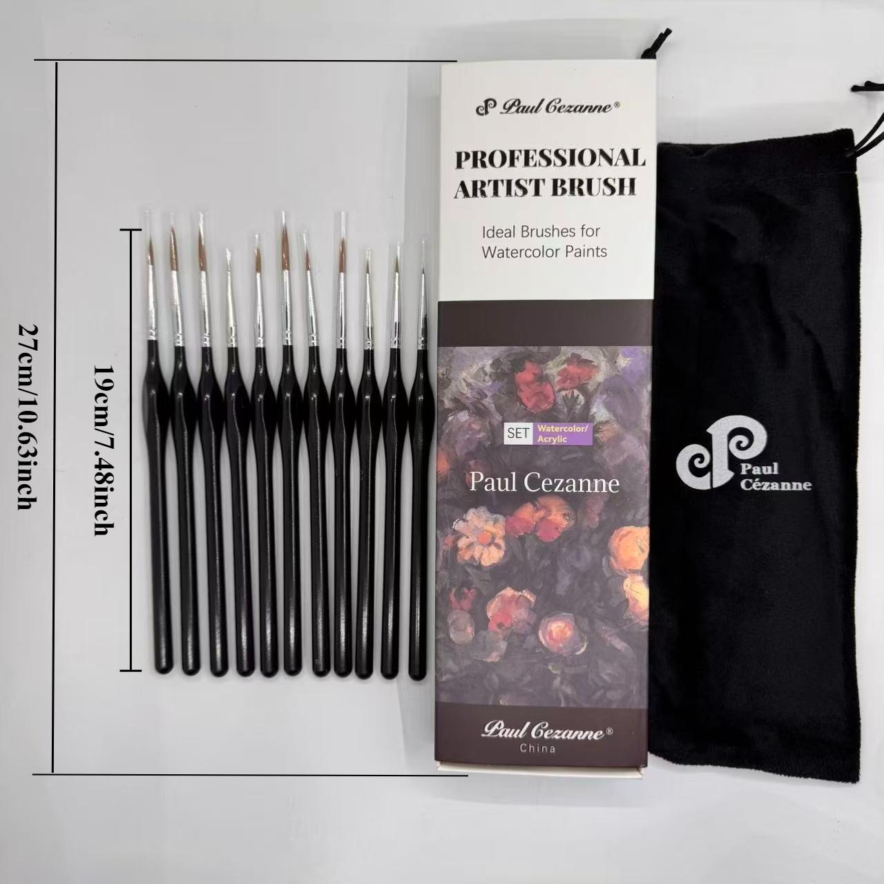 11-Piece Drawing Brush Set with Dustproof Bag Gift Box, Various Tip Sizes for Fine Lines, Triangle Handle Design, Ideal for Artists