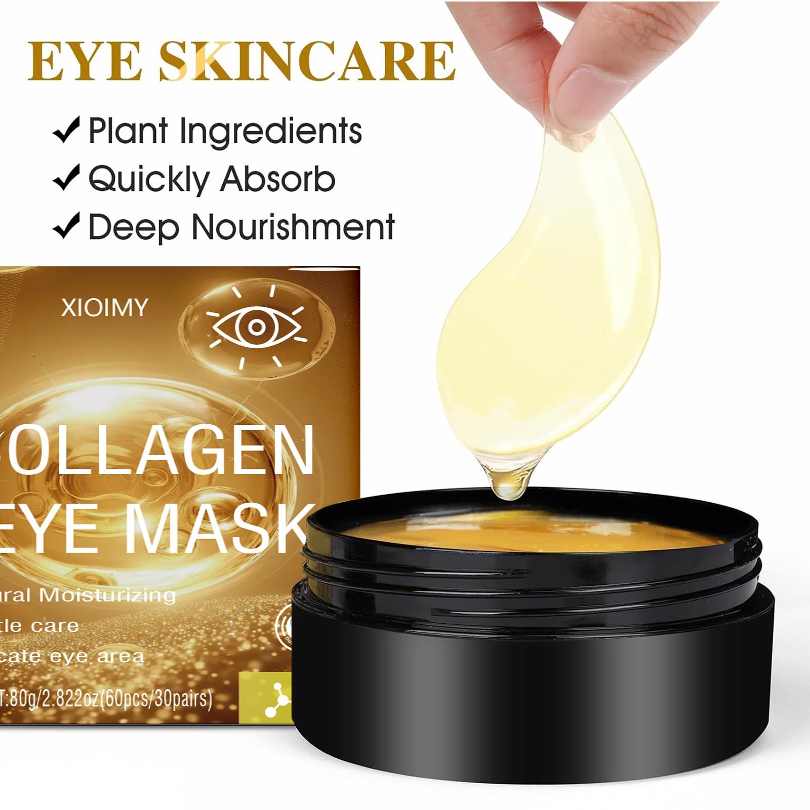60-Piece Collagen Eye Mask Set, Gentle Hydrating Under-Eye Patches for Fine Lines and Dark Circles, Eye Care Suitable for All Skin Types, Hydrate 60-Piece Collagen Eye Mask Set, Gentle Hydrating Under-Eye Patches for Fine Lines and Dark Circles, Eye Care Suitable for All Skin Types, Hydrate