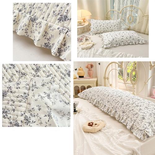 1pc Floral Pillowcase, Quilted Edge Design, Thickened Comfort, Breathable, Suitable for All Seasons, Bedding Accessory