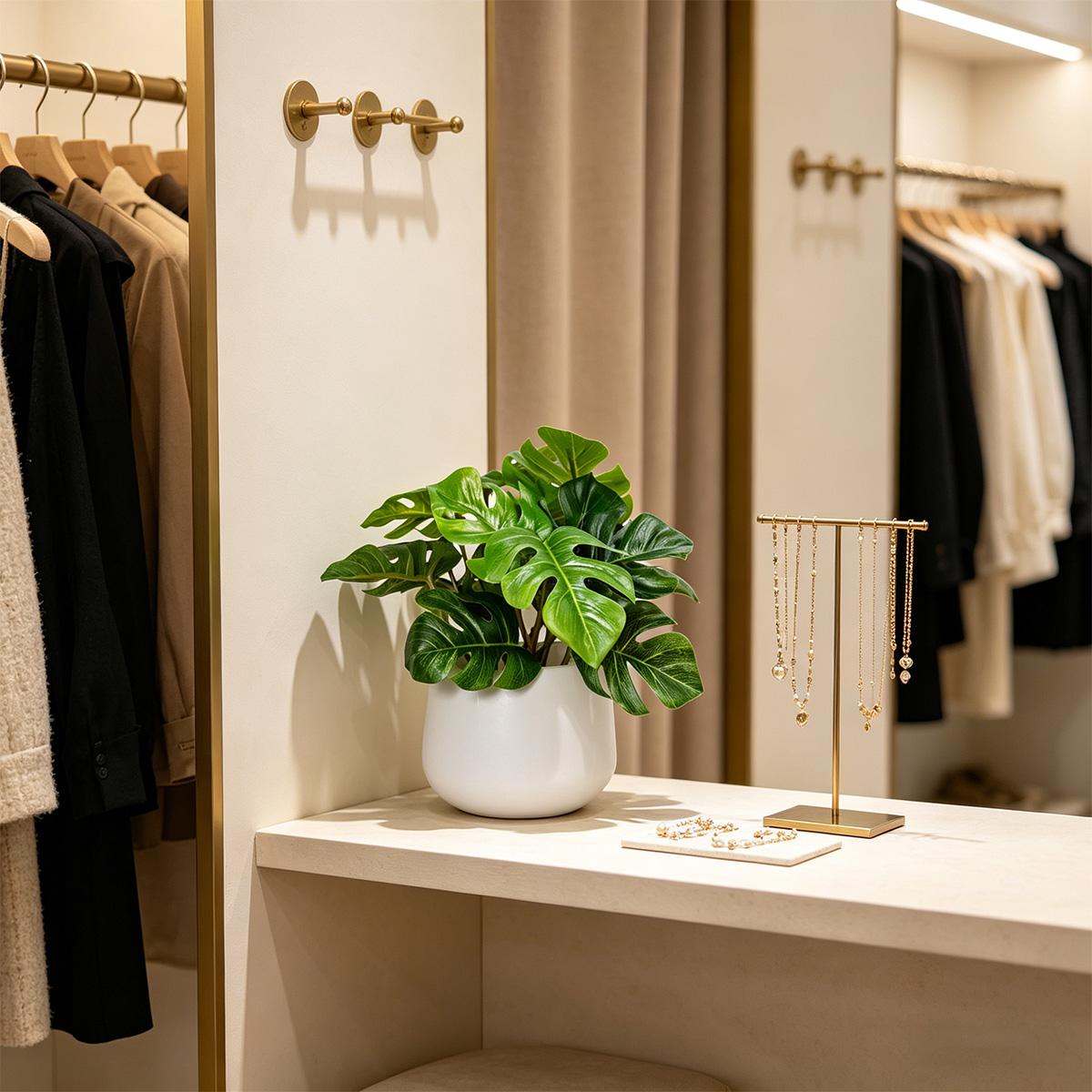 1pc Artificial Monstera Plant in A White Pot, 6-inch Potted Artificial Green Plant, Perfect for Decorating Dining Tables, Home Interiors, and Office Bookshelves. Maintenance-free—no Watering Required.