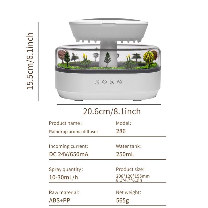 Raindrop Aroma Humidifier Diffuser with Cool Mist & Rainfall Ambience 8 Color-Changing Night Light USB-Powered Silent Mist Sprayer for Home & Work Raindrop Aroma Humidifier Diffuser with Cool Mist & Rainfall Ambience 8 Color-Changing Night Light USB-Powered Silent Mist Sprayer for Home & Work