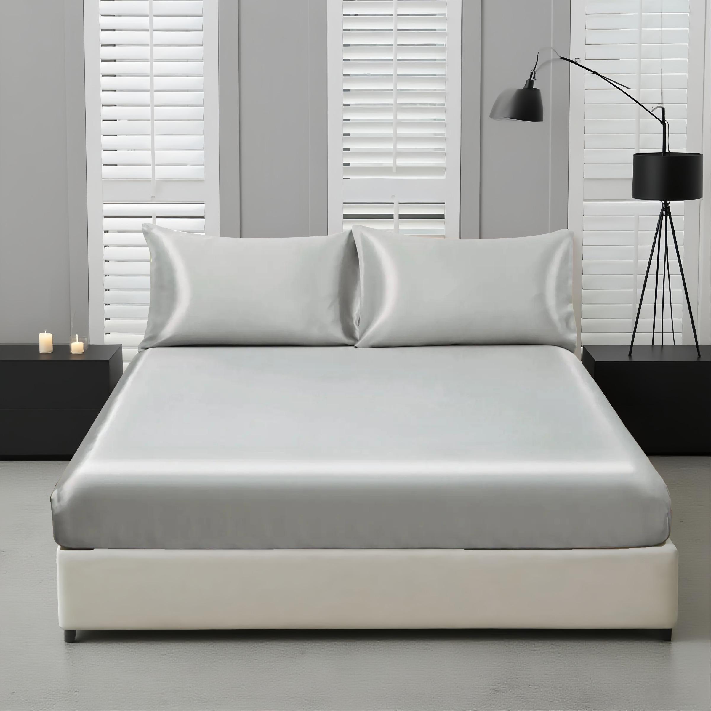 Silky Polyester Satin Bedding Set, Satin Bed Sheets, Soft Breathable Fabric, Perfect for Home Bedroom Dormitory Hotel Use, Valentine's Day New Year Gift Idea