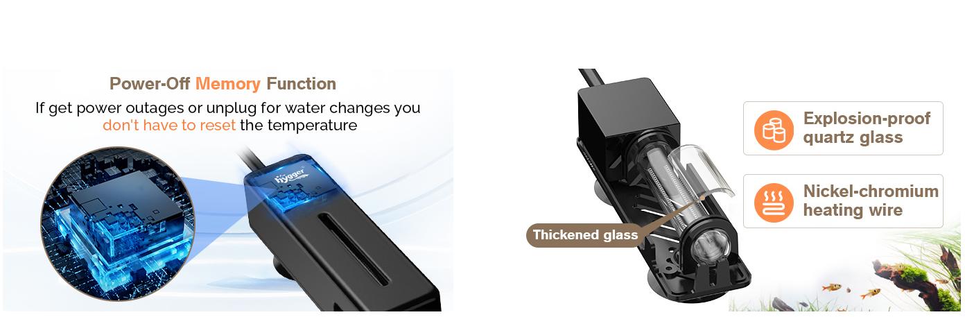 hygger Mini Fish Tank Submersible Heater 20W/75W for 1 -15Gallons Desktop Betta Aquarium Heater with Digital Display Controller Adjustable Temperature