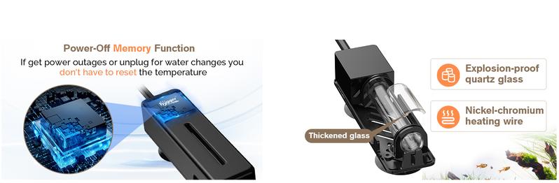 hygger Mini Fish Tank Submersible Heater 20W/75W for 1 -15Gallons Desktop Betta Aquarium Heater with Digital Display Controller Adjustable Temperature