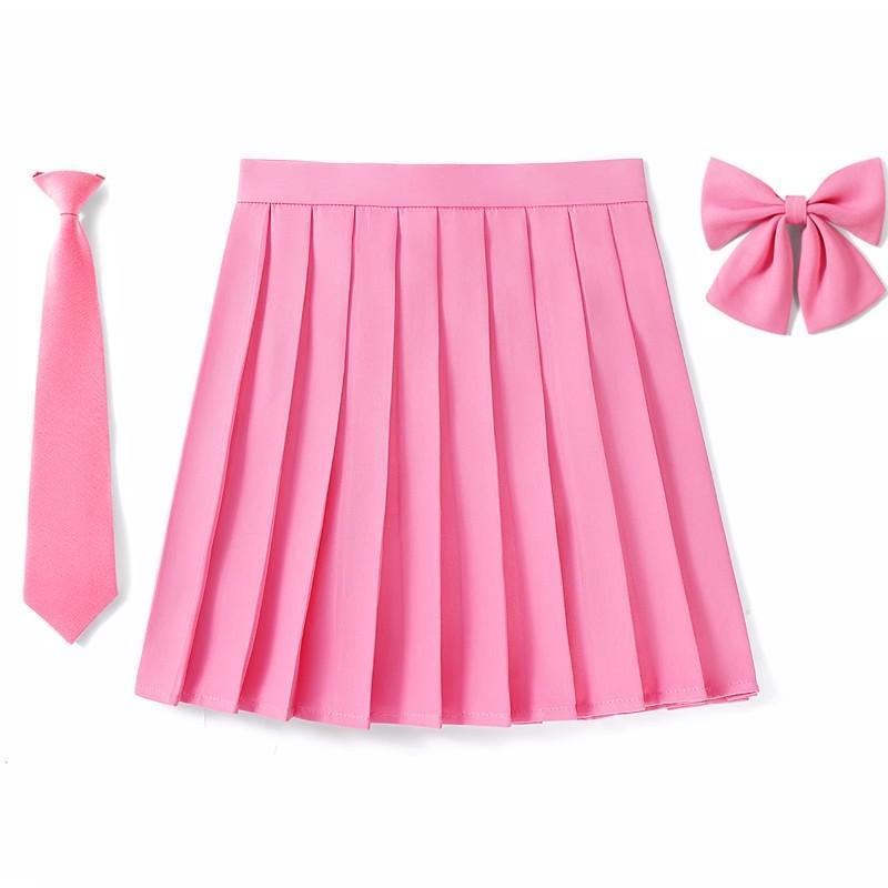 2025 Preppy Style Pleated Skirt Woman High Waist A-Line School Skater Mini Skirt Girl JK Uniform Skirt With Match Necktie Bowtie