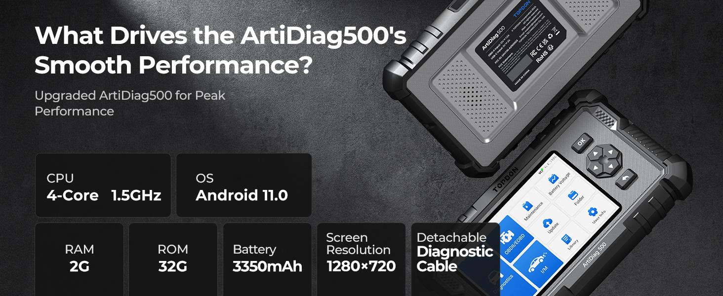 TOPDON AD500 OBD2 Scanner Car Code Reader Scan Tool 6 Reset Functions 4 Systems Diagnostics