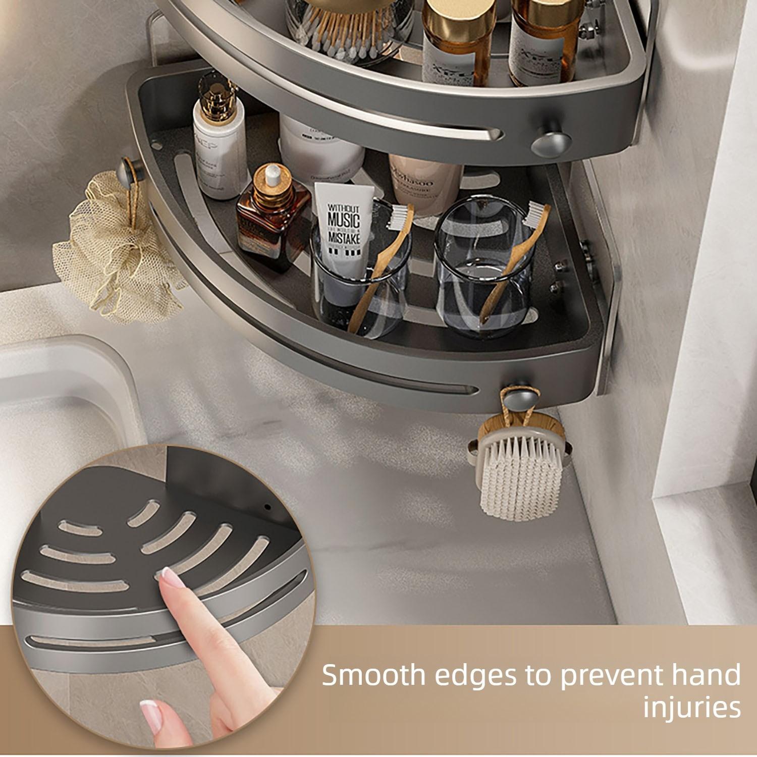 No-Drill Suction Corner Shower Rack, Rust-Resistant Abs Plastic Wall-Mounted Bathroom Organizer, Space-Saving Shower Shelf
