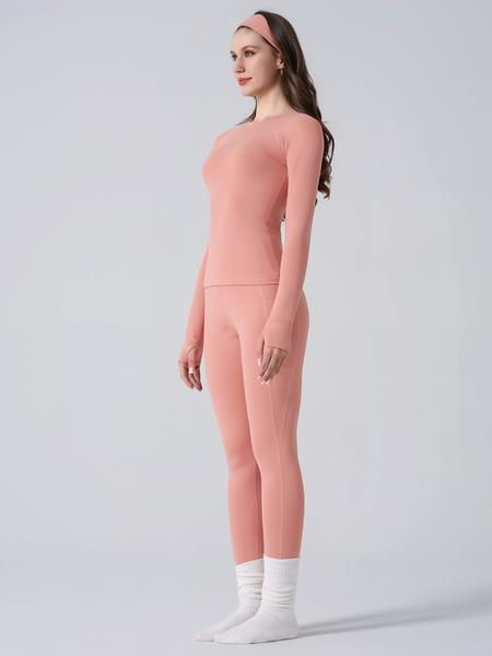 Women's Sporty Yoga Set, Raglan sleeves Top with Thumbholes, 25'' inseam Leggings with Pocket, Casual Activewear for Women, Comfortable & Stylish Design, Gym Outfit