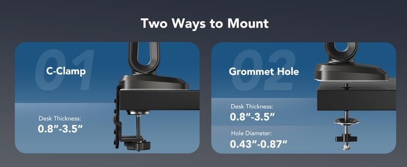 HUANUO Adjustable RGB/Non RGB Heavy Duty Monitor Arm for Ultrawide Screens up to 57"/49'', Holds 44 lbs, Tall Ultrawide Monitor Stand with 29.1" Max Height, Fully Adjustable Single Computer Desk Mount, Max VESA 100x100mm