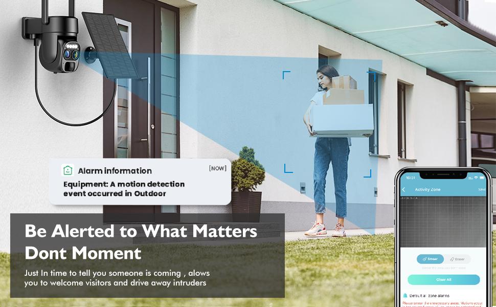 Hawkray 4 PC-Pannel Solar-Powered Wireless Outdoor Security Camera, Dual Lens, Dual Viewing Angle, 10x Zoom, 2K Resolution, 3MP, 360° Pan/Tilt, 2.4 and 5G WiFi, Battery-Powered Camera, Spotlight, Alarm, PIR Motion Detection