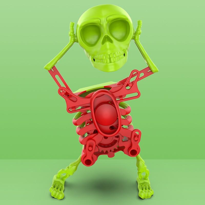 Jumping Skeleton Toy Swing Head Wind-Up Fun Small Decorative Figurine, Unique Dancing Skull Design, Perfect Gift Idea for Kids & Collectors