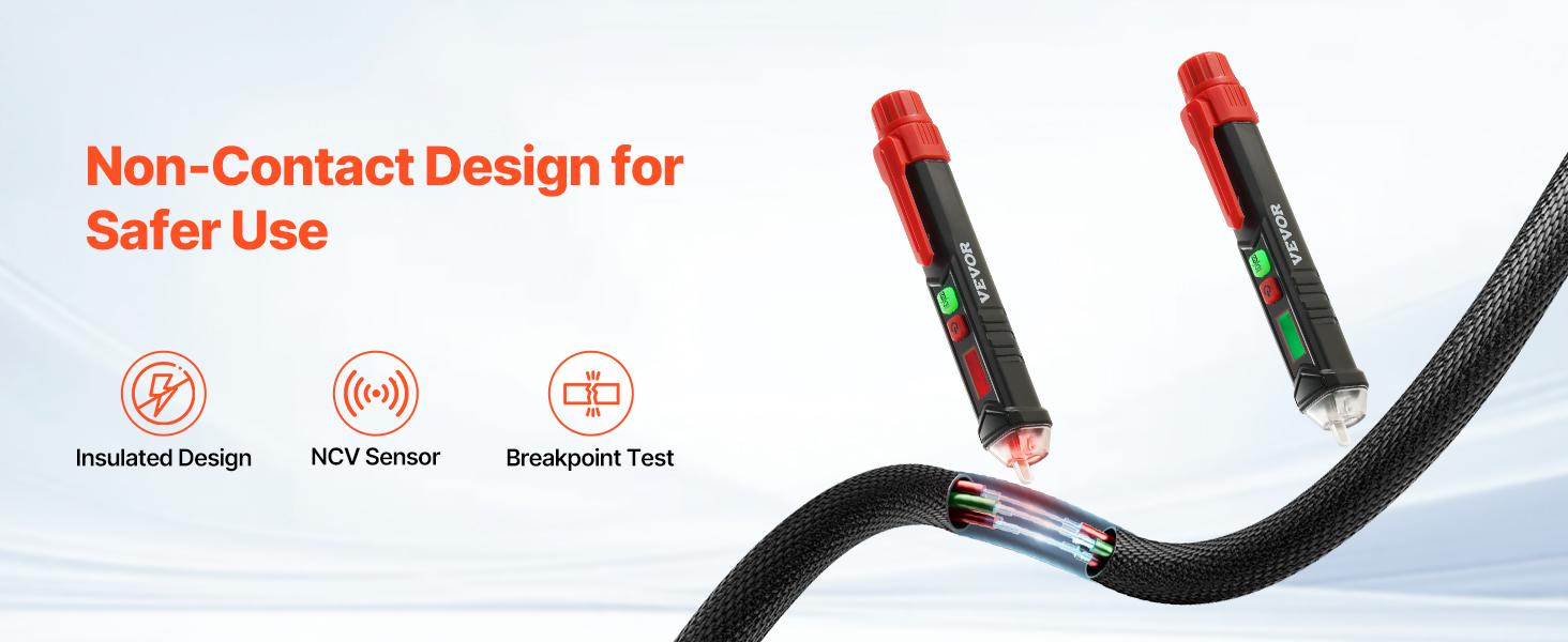 Voltage Tester, Non-Contact Voltage Detector with Adjustable Sensitivity, Dual Range AC 12V-1000V/48V-1000V Live Null Wire Tester Pen with Visual and Audible Alarms, CAT III 1000V Rating