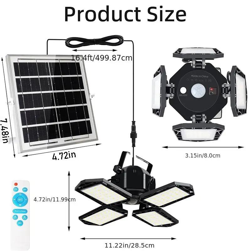 Solar Pendant Lights Indoor Led Outdoor Lighting 4 Mode Lighting Solar Powered Shed Lamp for Garage Garden Motion SensorLight