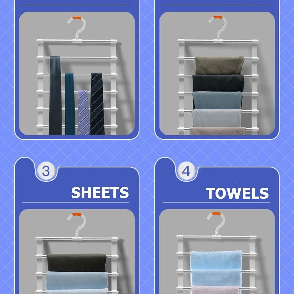 Multi-Layer Home Use Seamless Pants Hanger, Foldable Clothes Rack Space Saving Closet Organizer, Multifunctional Hanger, Durable Storage Solution