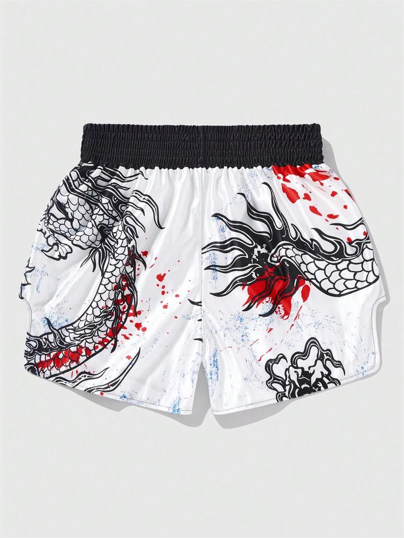 Men's Casual Graphic Print Boxing Shorts, Athletic Wear Shorts, Comfortable Loose Fit, Regular Style, Perfect for Leisure Scenes, Simple Design