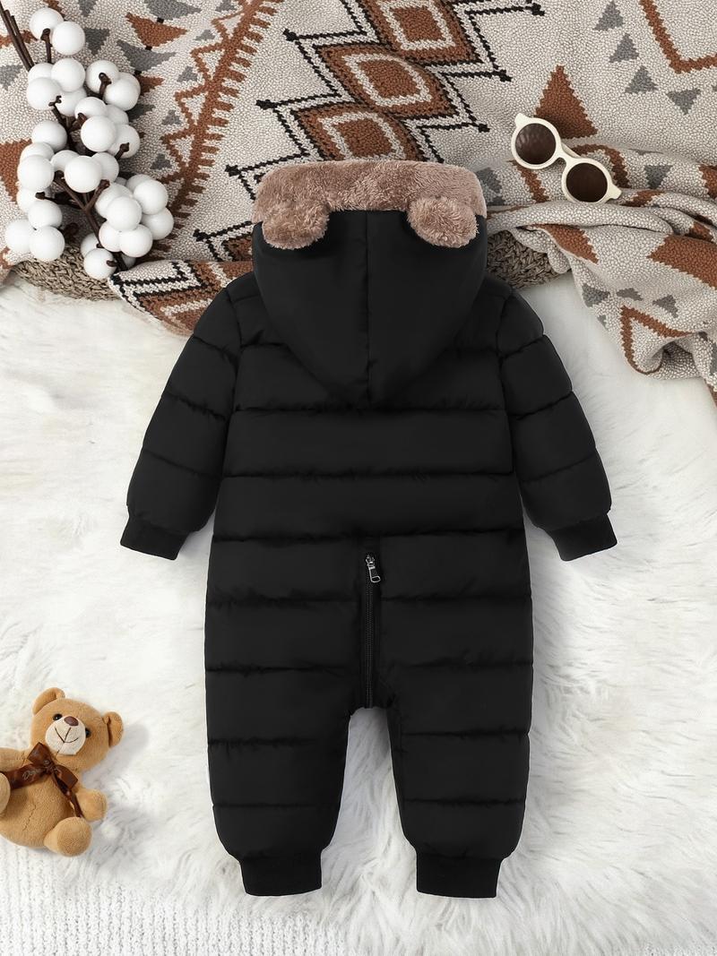 Cute Bear Thickened Warm Baby Winter One-Piece, Outdoor Snowsuit, Casual Fashion, All-Match, Halloween Thanksgiving Christmas Gift