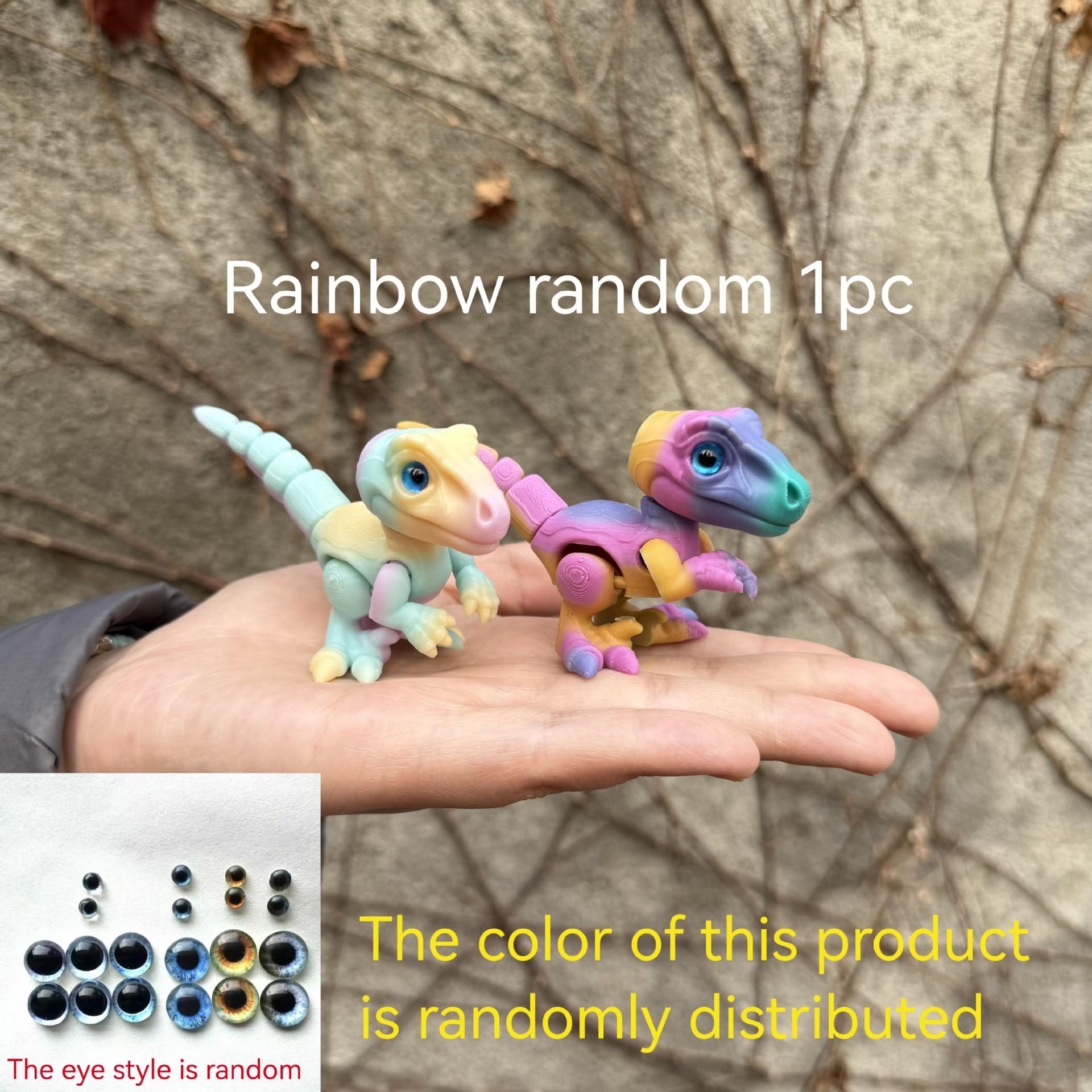 3D Printed Small Colorful Dragon Jointed Figure with Realistic Eyes, Artisanal Ornament, Collectible Doll, Decorative Craft