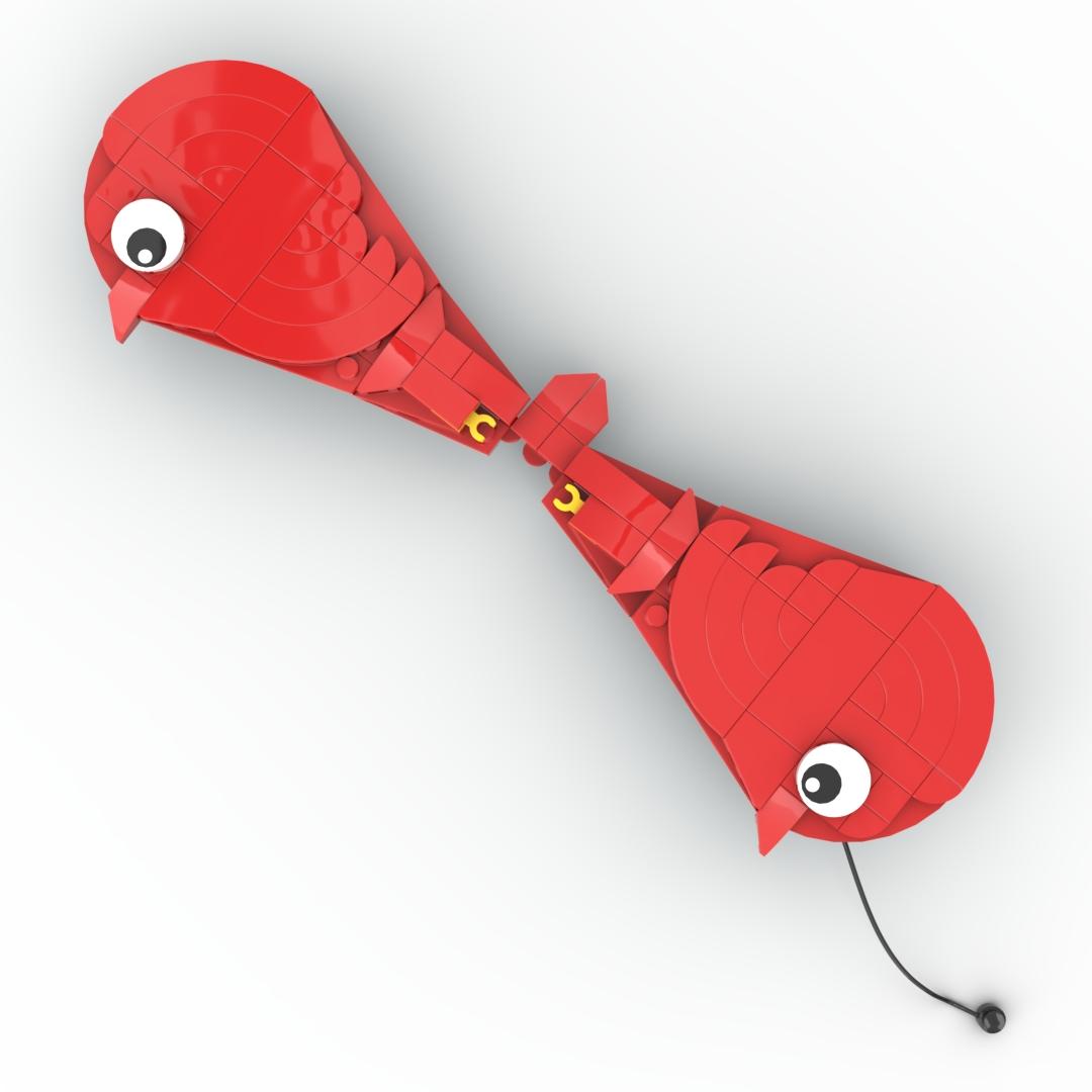 MOC 113PCS Pair of Red Birds Building Blocks Set, Durable ABS Plastic Bricks Toy, Love Couple Face to Face Meaning, Friendship Back to Back Meaning, DIY Easy Assemble Buildable Bird Figure Model, Desk Display Collectible Ornament