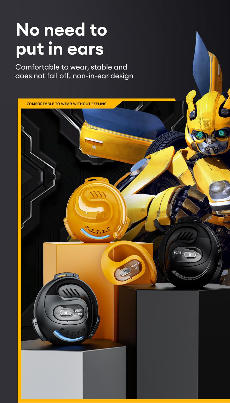 【US Local Shipping】Transformers TF-T07 OWS Wireless Bluetooth 5.4 Headphones, Breathable Open Ear Earbuds with Earhooks,  Sport Earbuds with Mic Compatible for Android/iOS