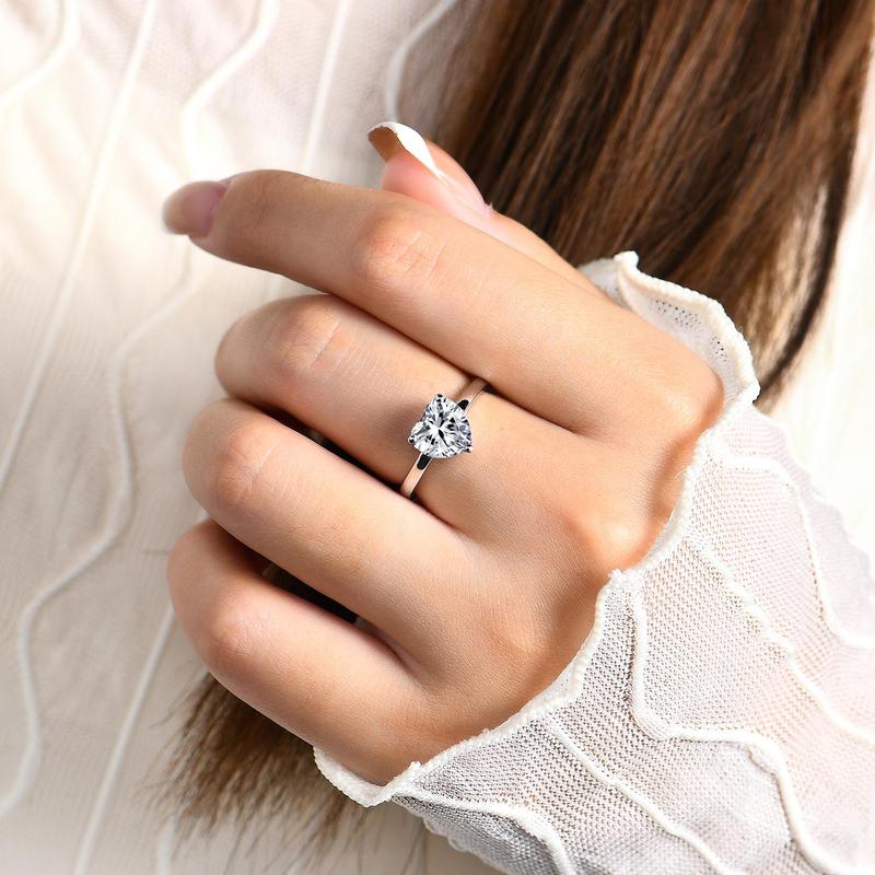 Love Heart Synthetic Moissanite 2CT Ring D Color VVS1  for Women Engagement Wedding Anniversary Gift Fine Jewelry R010
