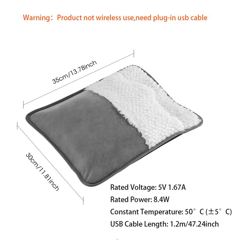 USB Plug-In Foot Warmer Pad Constant Temperature, Detachable Heated Foot Mat for Autumn Winter, Foot Heating Device for Cold Weather Use