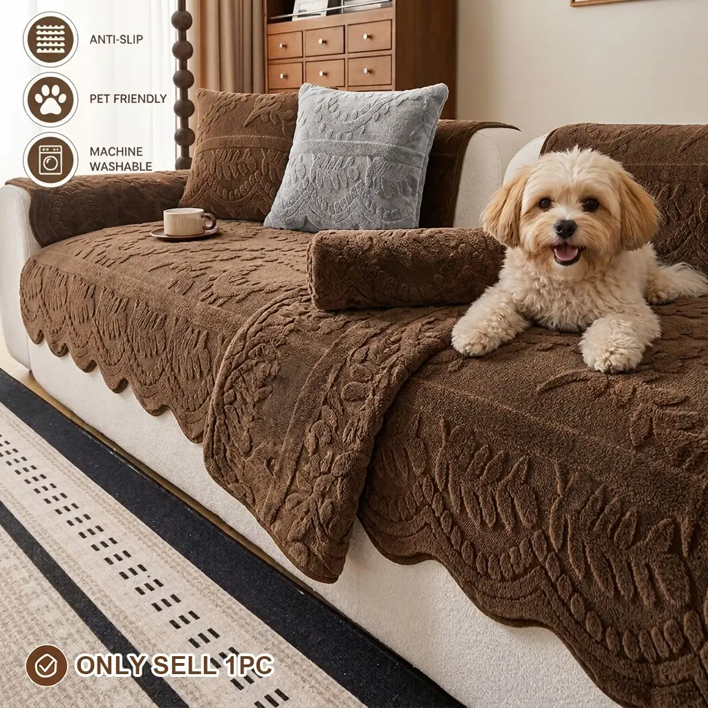 Luxurious Plush Sofa Cushion, Winter Fall Warm Comfortable Sofa Cover, Pet Friendly Non-Slip Sofa Protector, Living Room Decor, Washable Sofa Protector