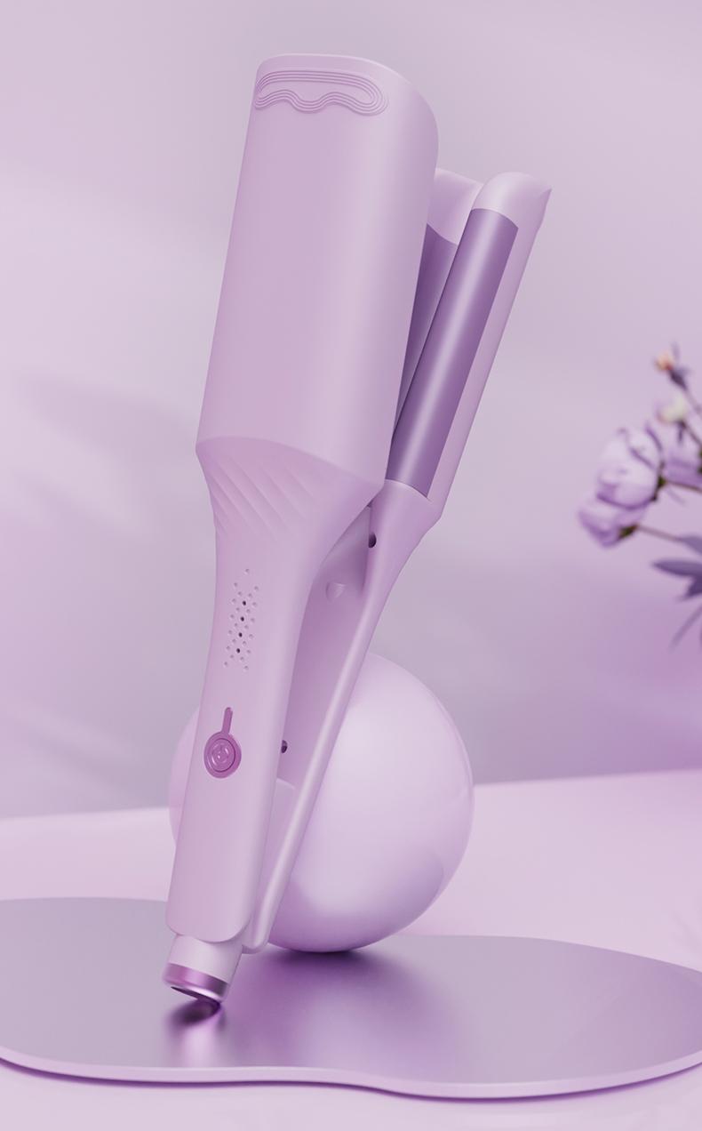 Glory Curler 32MM French Wave Curling Iron with 30W Power 2 Barrels Adjustable Temperature Fast Heating 30 Seconds Auto-Off Safety Lock for All Hair Types French Pink Silicone Thermal Brush and Curler Wand