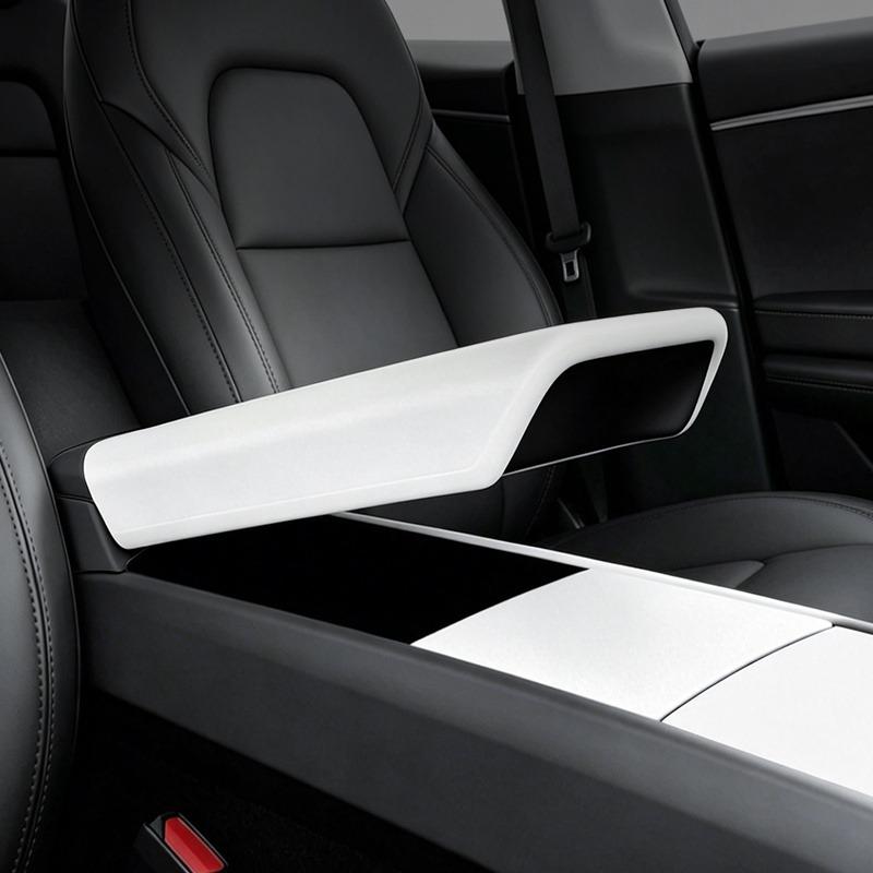 Custom Fit Molded Square Silicone Center Console Cover - Painted Clip-On Flip Top Protector for Tesla Model 3 Highland, Model Y Juniper, Durable, Anti-Scratch, Water Resistant Car Armrest Storage Accessory for Effective Interior Protection