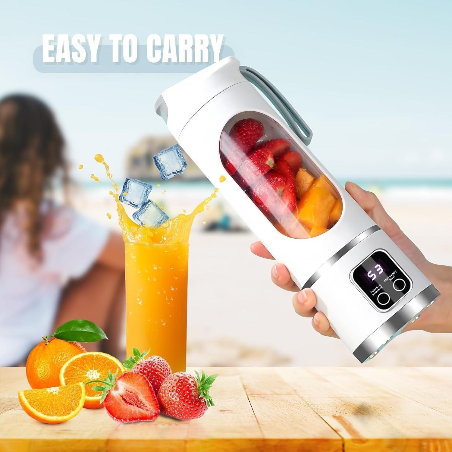 Portable Blender Personal Electric USB Rechargeable with LED Display, 450ML Portable juicer Shakes and Smoothies Blender, Small Blenders, Mixing, Compact, Convenient and Versatile#Summervibes