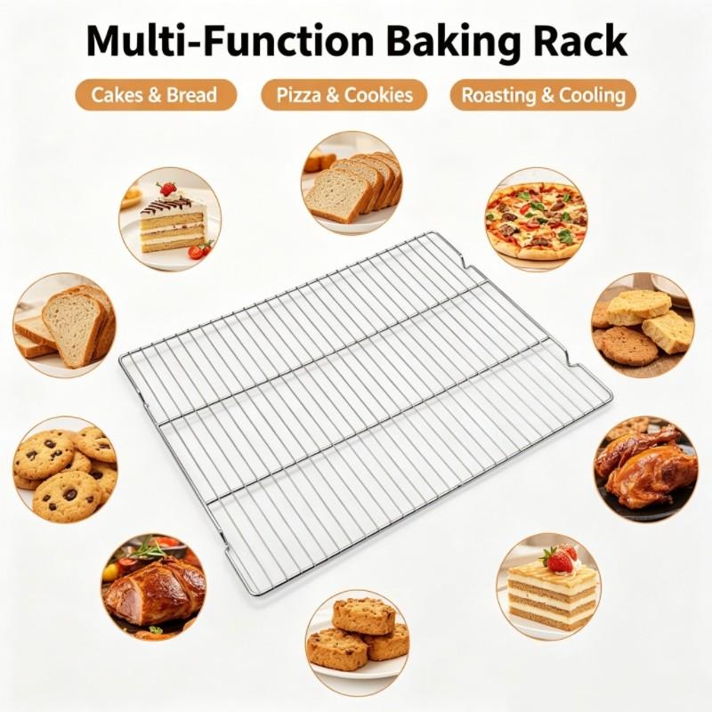 Two-Piece Thick Stainless Steel Baking Cooling Rack, Holiday Cookie Cake Turkey Rack, Christmas Thanksgiving Easter Baking Tool, Oven Grill Dual-Use Commercial Home Multifunctional Storage Rack, Bakeware