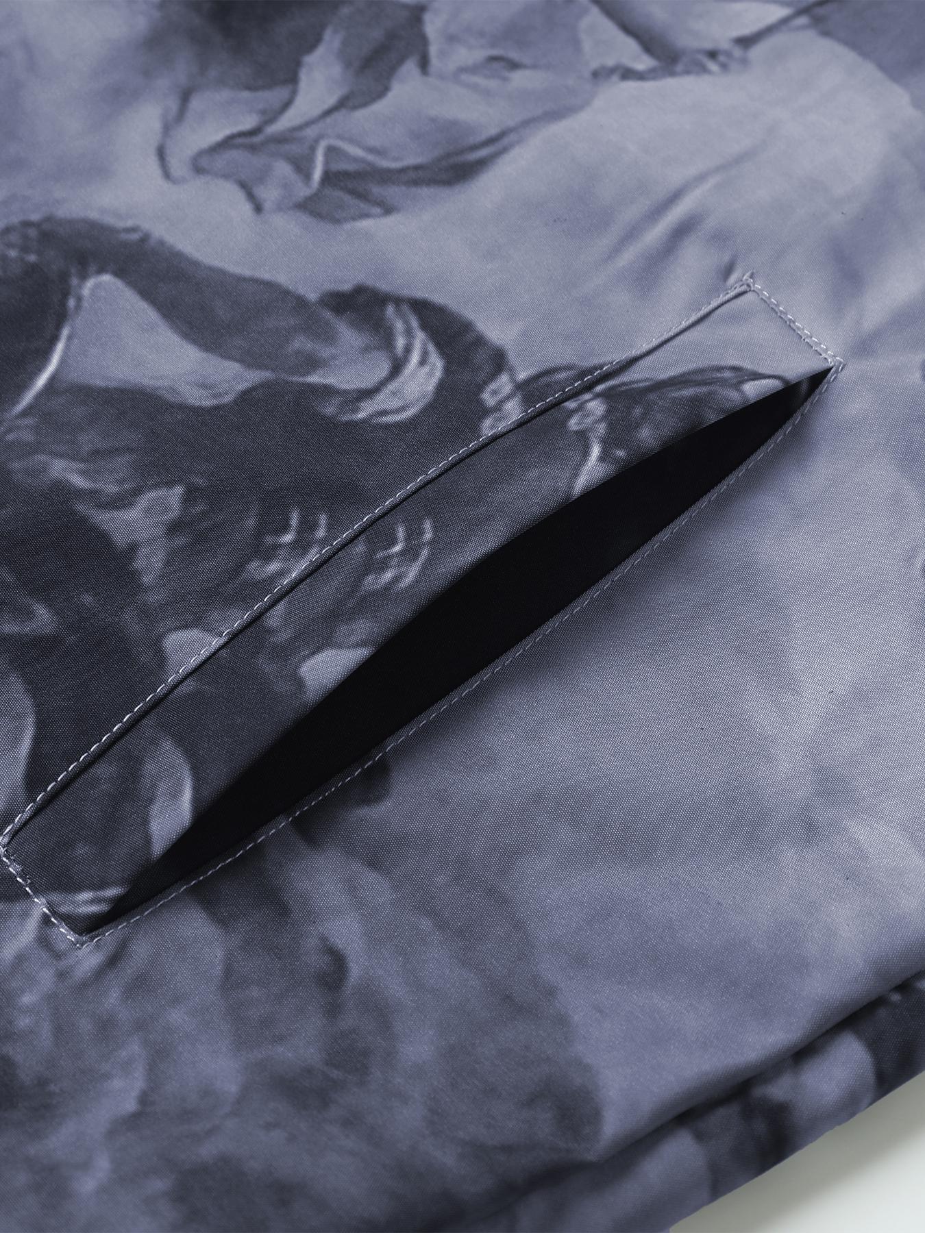 Men's Printed Long Sleeve Jacket with Artistic Patterns, Unique Retro Style Collar + Zipper Design, Trendy & Vintage Fashion Outerwear Coats, Menswear