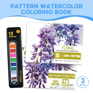 Complete Watercolor Starter Kit, Floral Watercolor Coloring Book, Watercolor Workbook, 12 Colors Paint Set, Beginner Friendly, Thick Paper, Perfect Gift