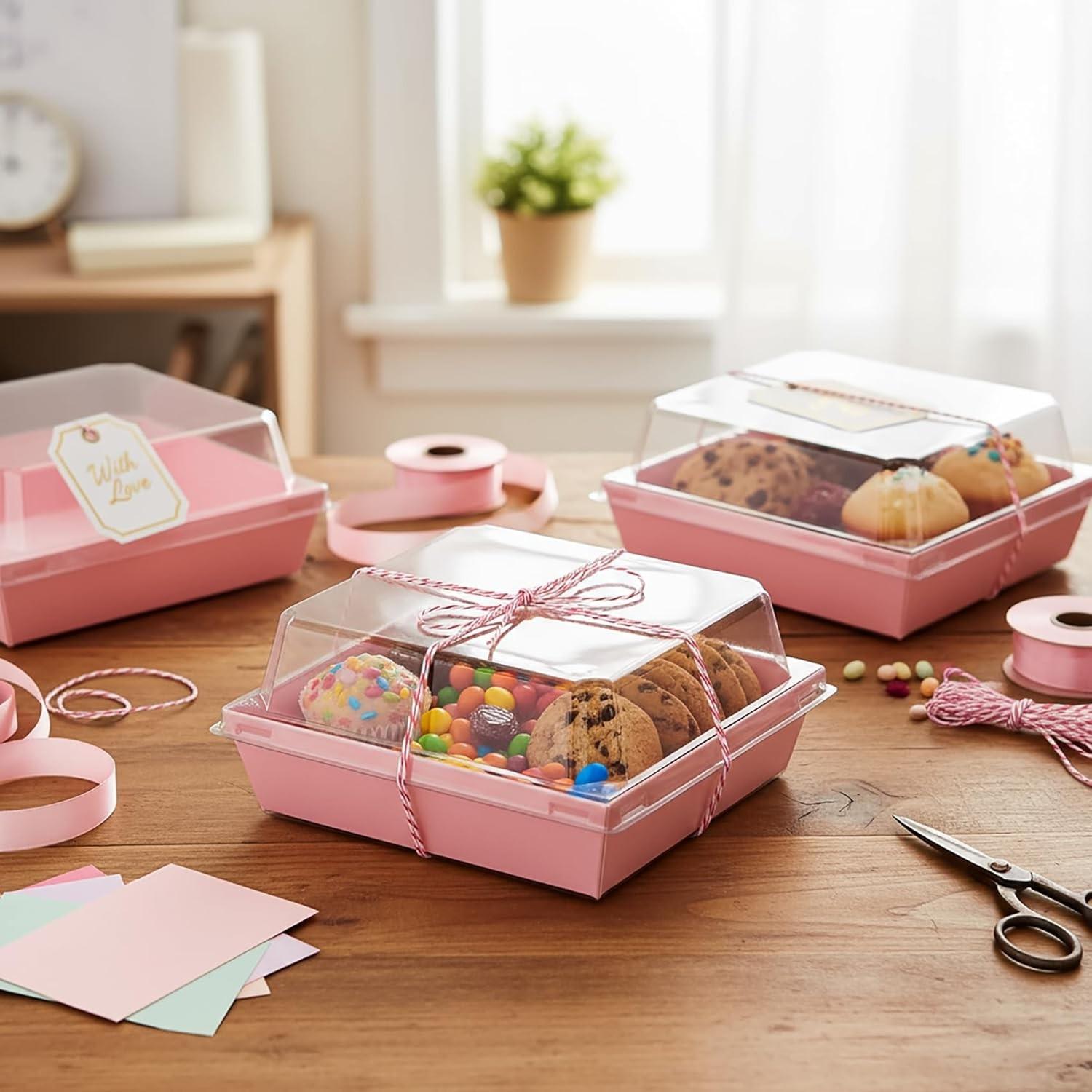 20/50pcs Macaron Sandwich Packaging Box, Meat Paste Dessert Roll Cake Box, Disposable Takeaway Sweet Food Box, Baking Cake Box, Transparent