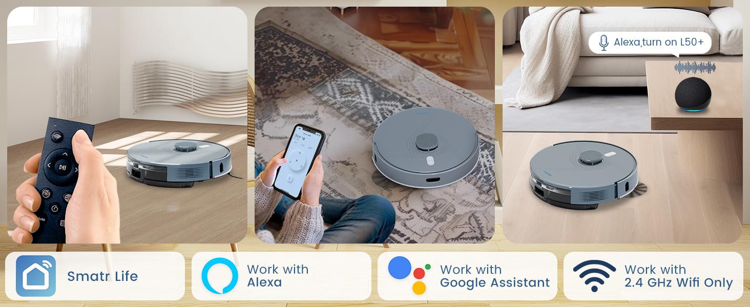 AIRROBO L50+ Robot Vacuum and Mop Combo with 5500Pa Suction, Auto-Emptying Dust Base, Smart Mapping & Voice Control – 60-Day Hands-Free Cleaning for Carpets & Hard Floors