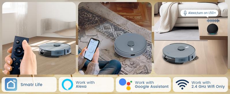 AIRROBO L50+ Robot Vacuum and Mop Combo with 5500Pa Suction, Auto-Emptying Dust Base, Smart Mapping & Voice Control – 60-Day Hands-Free Cleaning for Carpets & Hard Floors