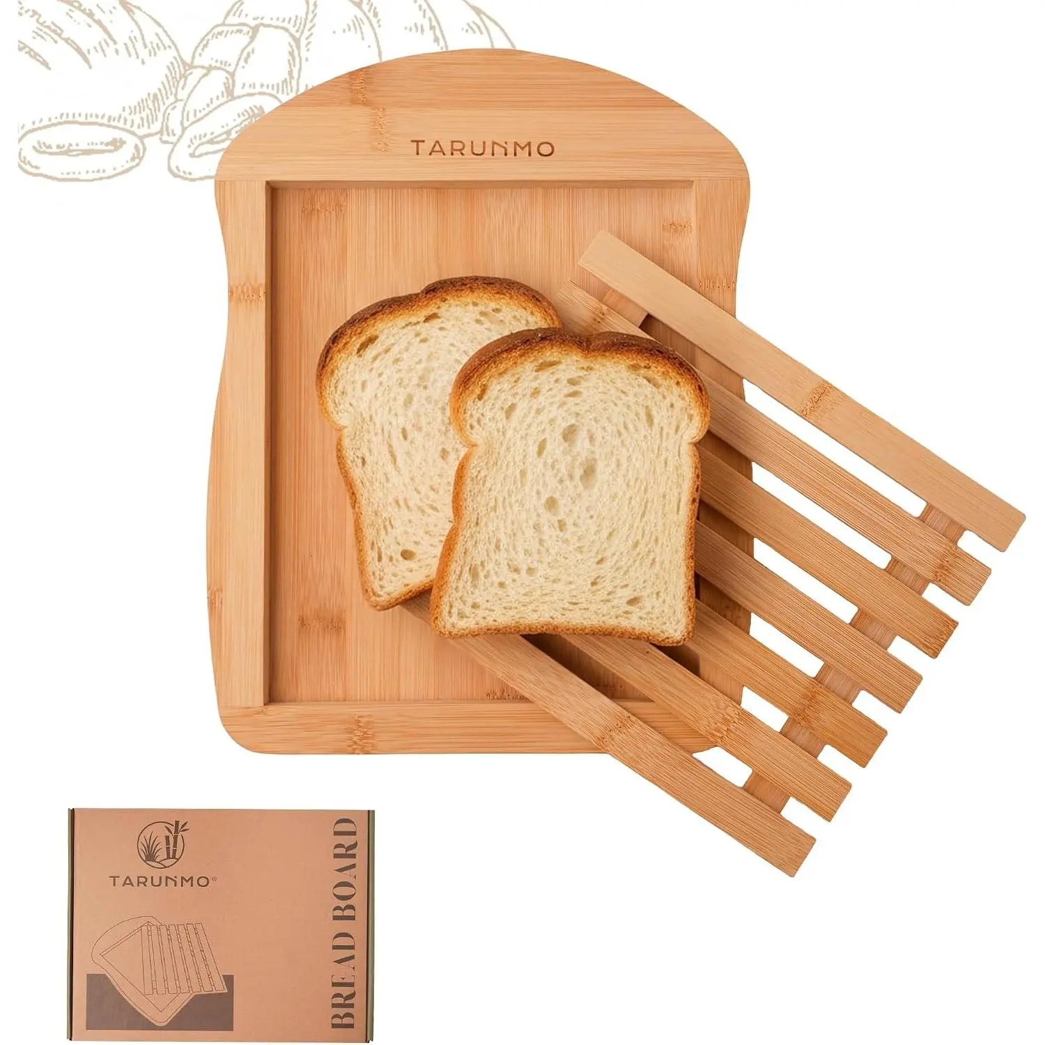 Bamboo Bread Board with Crumb Tray, 13 x 10 Inch