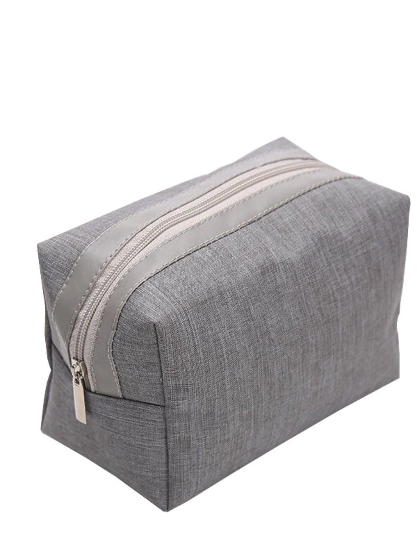 Large Capacity Striped Makeup Bag, Fabric with PU Waterproof Travel Case, Portable Outdoor Brush Organizer, Essential Beauty Accessory