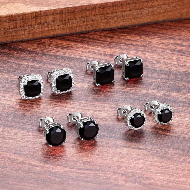 MILACOLATO Cubic Zirconia Stud Earrings Hypoallergenic 925 Sterling Silver Post Earrings Big Brilliant Stud Earrings for Women Men